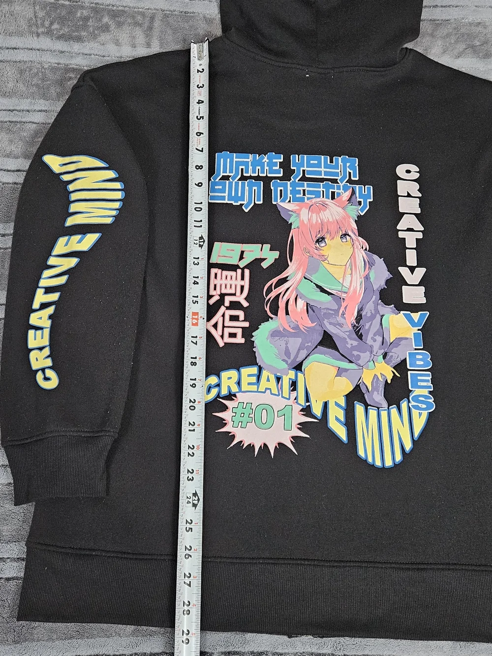 Orange Kiss Black Neko Otome Anime Girl Graphic Zip-Up Hoodie Size L